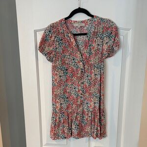 LOFT Floral Mini Dress - Pink and Blue